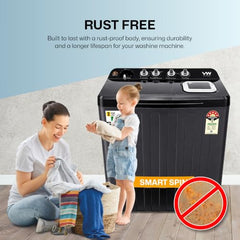 VW Visio World 8.5 kg semiautomatic Top Load Washer Only with Powerful Wash, V8 Supreme-Wash, Black/Grey
