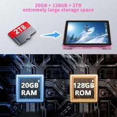 Android 16 10 inch Tablets, 20GB RAM 128GB ROM 2TB Expandable, 2GHz Octa-core Processor, 2 in 1 Tablet with Stylus Mouse Keyboard Case, 5G WiFi6, BT 5.0, 6000mAh, Widevine L1, GMS