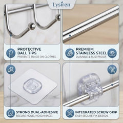 LYSIREN Door Hangers for Clothes, Hanger for Wall – Stainless Steel Bathroom Wall Hook with 6 Hooks, Self Adhesive Magic Sticker Door & Wall Hanger for Towel, Kitchen & Clothes, 5 Kg Capacity, Silver