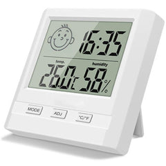 SYGA Digital Indoor Hygrometer Thermometer with Time Display, Accurate Temperature Humidity Monitor Meter for Home, Office, Nursing Room, Greenhouse, Warehouse and More