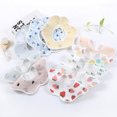 MOMISY Muslin Pure Cotton Printed Baby Feeding Bibs, Set of 4, Assorted Colours