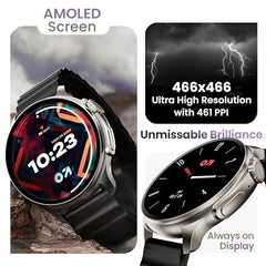 GOBOULT Crown R Pro 2 Smartwatch 1.43''HD AMOLED Display,BT Calling 5.2,600Nits Brightness,IP67,150+Watchfaces, 120+Sports Modes, AI Voice Assistant, SpO2 Monitoring(Charcoal Black)