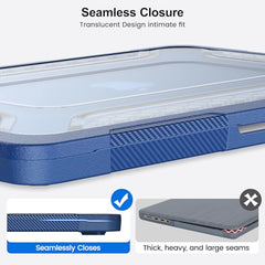 ProElite Transparent Case for MacBook Neo 13 inch 2026 Model Touch ID, Heavy Duty Honeycomb Hard Shell with Slim TPU Bumper and Fold Kickstand, Dark Blue