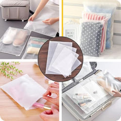 GREENTWISH Polyethylene Frosted Zipper Bag|Travel Bag For Shoes Cosmetics Jewellery Toiletries School Trip|Resealable|LDPE Zip Lock Space Saver Bags with Air Vent Hole (Pack of 30), Transparent