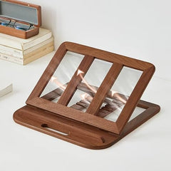 Artistic Gifts Handcrafted Wooden Laptop Stand for Desk with Adjustable Height, Foldable Riser for Laptop, Compatible for for iPad MacBook Pro Notebook HP Dell Devices Up to 15.6 inches (Walnut)