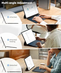 Bucewkde Surface Pro Keyboard for 3/4/5/6/7/7Plus 12.3 Inch, Ultra-Slim Wireless Bluetooth Surface Keyboard with Palm-Rejection Trackpad, 7-Color Backlit, Sleep/Wake Function, Long Battery Life