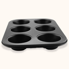 Syga 1Pcs Muffin Cup Cake Tray for 6 Muffins Bakeware Silicone Muffin Pan_Black