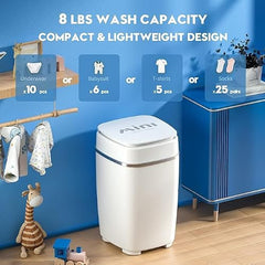 HOMEAPPY Mini Top Loading Washing Machine || Steel Drum Portable Washing Machine with Anti Bacterial Function of Blue UV Light Rotary Controller for Compact Laundry || Washing Underwear Baby Clothes