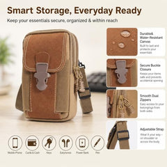 1-Piece Phone Bag for Men, Khaki Waist Pack | Mobile Pouch for Daily Casual Outings, Hands-Free Phone Carrying Accessory
