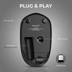 eplug it Wireless Mouse WM111, 2.4G Noiseless Mouse with USB Nano Receiver Portable Computer Mouse for PC, Laptop & Tablet | Green