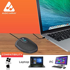 Audio Array Wireless Conference Microphone with Speaker | Bluetooth, USB & 4 Mics | 360° Pickup Upto 4M | Noise Reduction & Enhanced Voice | Portable Speakerphone for Video Calls/Zoom Meeting | AM-W45
