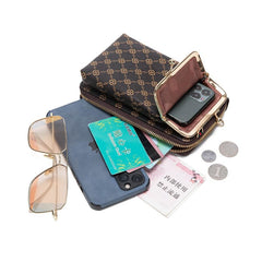 MOMISY Mobile Bag Cellphone Sling Bag Card Holder Wallet Handbag Crossbody multi-function Shoulder Bag for Girls & Women-Diamond (Brown)