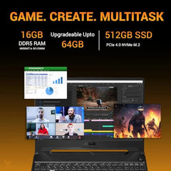 ASUS TUF Gaming A15, Gaming Laptop, AMD Ryzen 7 155, RTX 3050 GPU (16GB/512GB/39.62 cms (15.6) FHD/Windows 11 Home) FA506NCG-HN443W