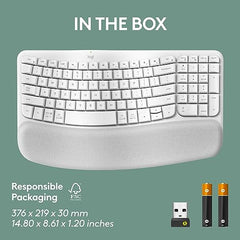 Logitech Wave Keys Wireless Ergonomic Keyboard with Cushioned Palm Rest, Comfortable Natural Typing, Easy-Switch, Bluetooth, Logi Bolt Receiver, for Multi-OS, Windows/Mac - Graphite