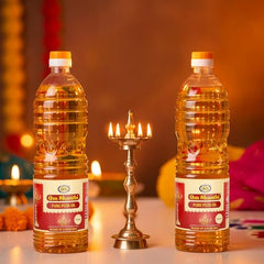 Om Shanthi POOJA MADE PURE Cycle Pure Om Shanthi Puja Oil, Blend Of 5 Puja Oils With Jasmine Fragrance for Daily Puja, Festivals - Pack Of 2 (1 litre per Pack)