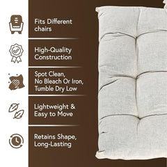 Kuber Industries 2 Pcs Cotton 16x16 Inch Chair Cushion for Sitting | Chairs Cushion For Home, Office, Dining Chair, Car, Meditation | Back Rest Support Chair Cushion with Ties | Plain - Cream