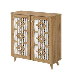 DeckUp Lyra Engineered Wood 2-Door Shoe Rack (Wotan Oak & White, Matte Finish)