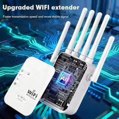 HIKwifi GIANAC 1200 Mbps Dual Band WiFi Extender with Ethernet Port, WiFi Repeater Dual Booster 2.4GHz and 5GHz, Wireless Internet Range Extender, Supports Up to 80 Devices for Home & Office