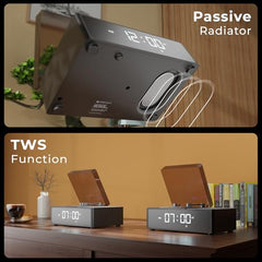 Zebronics 10W Portable Bluetooth v6.0 Speaker, Dual 5.2cm Drivers, 9hr Backup, Retro CD Design, 6 Ambient Sound Effects, TWS Support, Passive Radiator, Built-in Clock, Alarm & Call Function (Echospin)