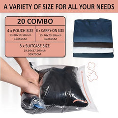 16 Travel Compression Bags Vacuum Packing, Roll Up Travel Space Saver Bags for Luggage, Cruise Ship Essentials (6 Large Roll/6 Medium Roll/4 Small Roll)