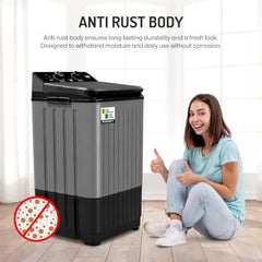 VW Visio World 8.5 kg semiautomatic Top Load Washer Only with Powerful Wash, V8 Supreme-Wash, Black/Grey
