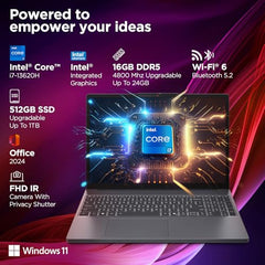 Lenovo IdeaPad Slim 3 Smartchoice 13th Gen Intel Core i7-13620H 15.3 inch (38.8cm) WUXGA IPS Laptop (16GB RAM/512GB SSD/Windows 11/Office 24/Metal A Cover/Backlit Keyboard/Luna Grey/1.6Kg), 83K101JGIN