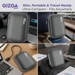 Gizga Essentials External Hard Drive Case for 2.5-Inch Hard Drive - Double Padded (Gray)