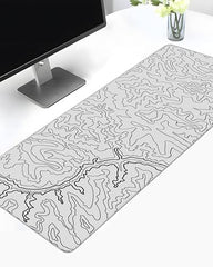 White Topographical XXL Gaming Deskmat 900x450mm – Extended Mousepad for PC