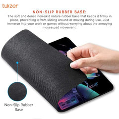 Tukzer Extended Vegan PU Leather Mouse Pad Desk mat Smooth Reversible Dual Color Splash Proof Anti Fray Stitched Edges Non-Slip Mousepad for Laptop Notebook Gaming Computer(Blue & Yellow 90CM X 45CM)