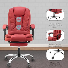 Casa Haus Italia Premium Leatherette Office Chair for Work | Boss Chair, Ergonomic Executive, Luxurious Cushioned Arms & Seat, 2 Point Back Massager, Heavy Duty Metal Base (Burgundy)