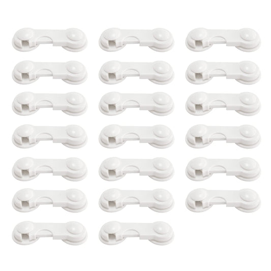 SYGA Baby Safety Locks Uses Dual Adhesive Tape Child Proof Cabinets Drawers Appliances Toilet Seat Fridge (White 20 Pcs)