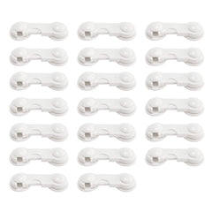SYGA Baby Safety Locks Uses Dual Adhesive Tape Child Proof Cabinets Drawers Appliances Toilet Seat Fridge (White 20 Pcs)