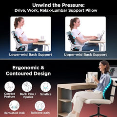 Dr Trust USA Backrest for Car Seat, Office Chair to Sit Up Right, Orthopaedic Memory Foam Cushion/Pillow Back Pain Relief, Lumbar Support, Spine Alignment, and Posture Correction - 360, Black