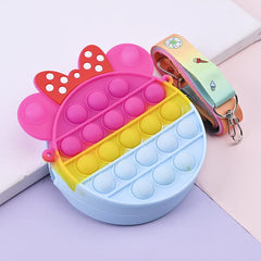 SYGA Children Pop It Fidget Minnie Dot Silicone Bag Kids Push Popper Educational Decompression Bubble Shoulder Bag (Color 1)