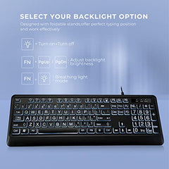 KOPJIPPOM Quiet USB Wired Computer Keyboard, Full Size with White Illuminated LED, Compatible for Windows, Mac OS Desktop, Laptop, PC, Gaming