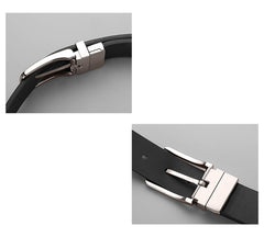 SYGA Men's PU Leather Belt Casual Lychee Pattern,122 cm Length, 3.3 cm Width (Black)