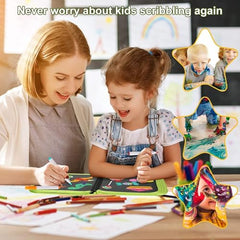 Erasable Doodle Book Set for Kids, Reusable Magic Drawing Book with Watercolor Pens, Road Trip Car Game Writing and Painting Set for Boys and Girls (Pink)