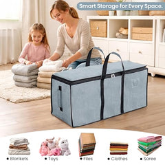 Storite Jumbo Super-Size 81 L Canvas Moisture Proof Heavy Duty Storage Bag | for Toys/Stationery/Blankets/Clothes/Moving Bags MultiPurpose With Strong Reinforced Handles Rectangular Cream (87x26x36 cm)