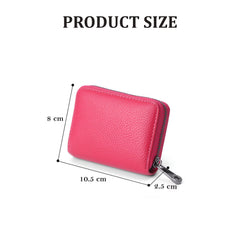 MOMISY PU Leather Credit Debit Card Holder Wallet Card Case ID Case Organizer Holder Zipper Wallet Coin Purse for Men & Women (14 Slots Rose Red)