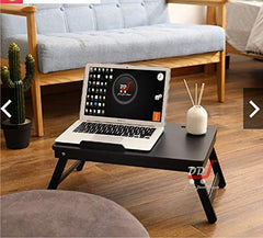 DDS Dream Decor Shoppee Wood Portable Multipurpose Laptop Table Adjustable Height with 1 Drawer (Black)
