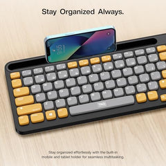 TAG KBWM 1100 Wireless 2.4GHz+Bluetooth Keyboard & Mouse Combo Kit with Tablet/Phone Holder, 98% Compact Layout, 10m Range, 1200DPI Mouse, for PC/Mobile/Tablet, Supports Windows/Mac/Linux/Android/iOS
