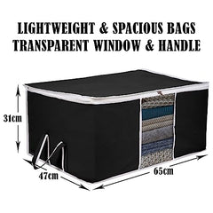 Kuber Industries Leheriya Design Underbed Storage Bag, Storage Organiser, Blanket Cover Set Of 3 (Royal Blue, Non-Woven), 65 x 47 x 33 Centimeters