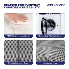 WELLGIVER Cervical Butterfly Pillow | Orthopedic Memory Foam for Neck & Shoulder Pain | Ergonomic Contour Design | Dual Height Support | Side Sleeper Pillow with Arm Rest - Pack of 1