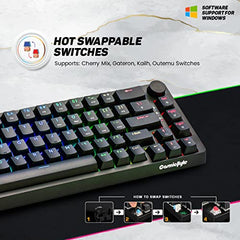 Cosmic Byte CB-GK-33 Astra Hot Swappable 67 Key Wired + Bluetooth Mechanical Keyboard, 1000Hz Polling Rate, Per Key RGB, Software Customization, Outemu Blue Switches (Black)