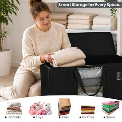 Storite Jumbo Super-Size 81 L Canvas Moisture Proof Heavy Duty Storage Bag | for Toys/Stationery/Blankets/Clothes/Moving Bags MultiPurpose With Strong Reinforced Handles Rectangular Cream (87x26x36 cm)