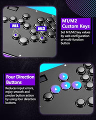 GuileKeys Arcade Fight Stick GK-21, All-Button Gamerfinger with Custom RGB & Turbo Functions, Arcade Controller for PC/PS4/PS3/Switch/Steam Game Keyboard Supports Hot Swap & SOCD