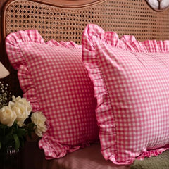 Sleepy Threads Pink Pillow Covers - Set of 2 | 27 x 18 Inch | Rectangular Checkered 220 TC Pillow Cases | Soft & Breathable with Envelope Closure | Throw Pillow Case for Sofa, Living Room, Bedroom