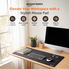 Amazon Basics Large Extended Computer Rectangular Mouse Pad, 16.7 x 35.7 inch, Black