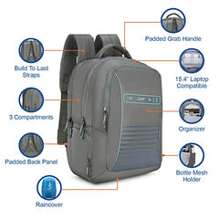 Skybags Porto Spacious 40L Weekender Backpack, 2 Compartments, Black-Blue | Laptop Compatible (Upto 17"), Front & Shoe Compartments, Padded Handles, Travel/ Office Bag, Unisex, 1-Year Global Warranty