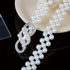 SYGA Pearl Adjustable Waist Belt with Hollowed Tassel Detail, Suitable Size for Waist 24-32 INCH